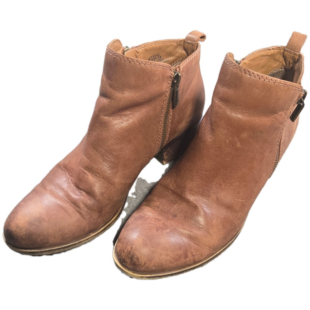 Lucky brand leather Ankle Booties brown Sz 8.5 Basel boho chic western everyday